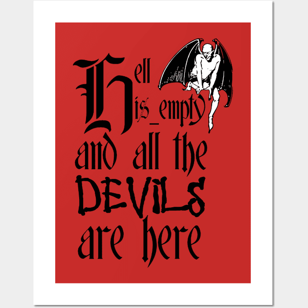 Hell Is Empty Skelett T-Shirt - Shakespeare Zitat Gothic Design